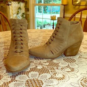 Tan suede ankle booties by Coconuts by Matisse